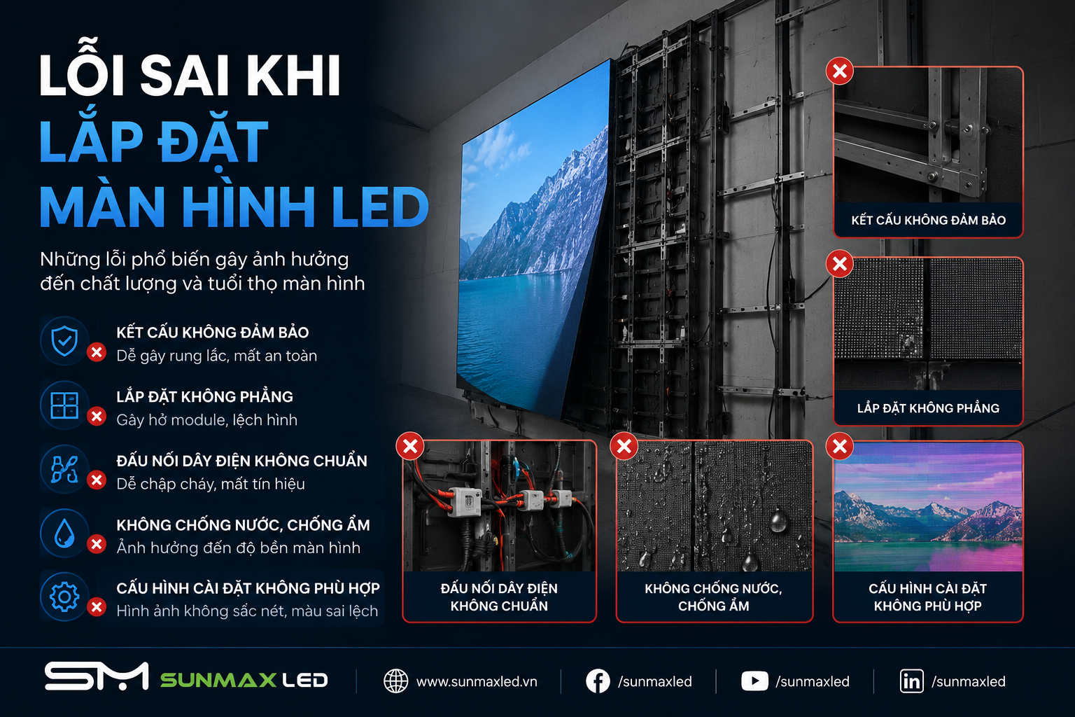 lắp đặt màn hình LED, thi công màn hình LED