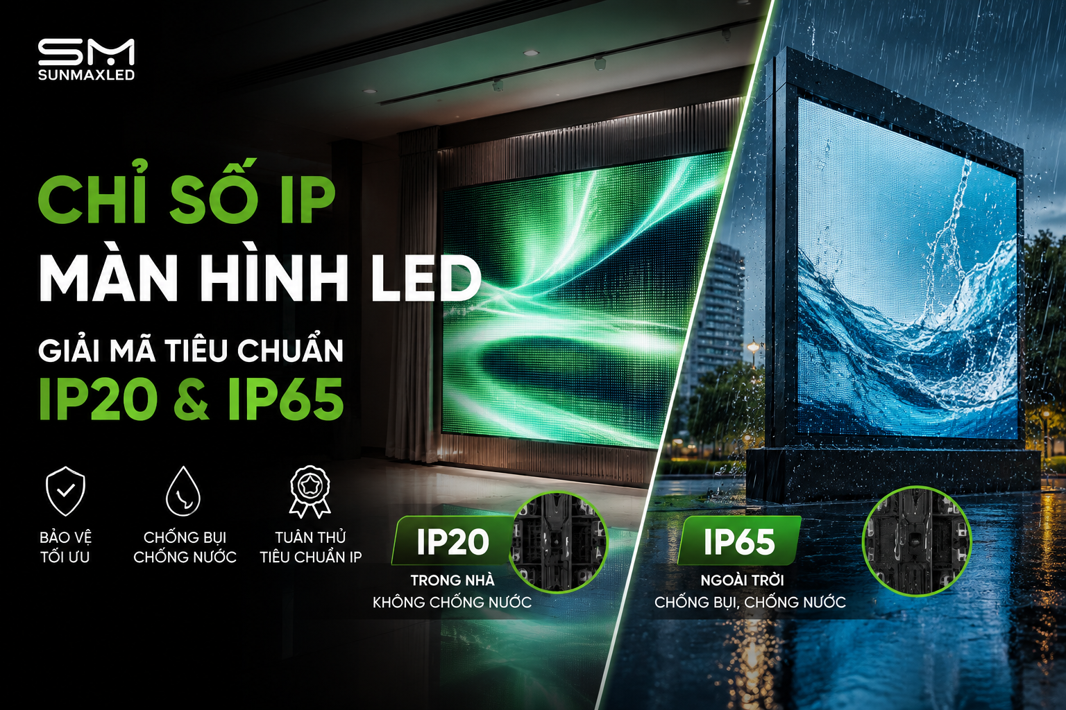 Chỉ Số IP Màn Hình LED: Giải Mã Tiêu Chuẩn IP20 & IP65