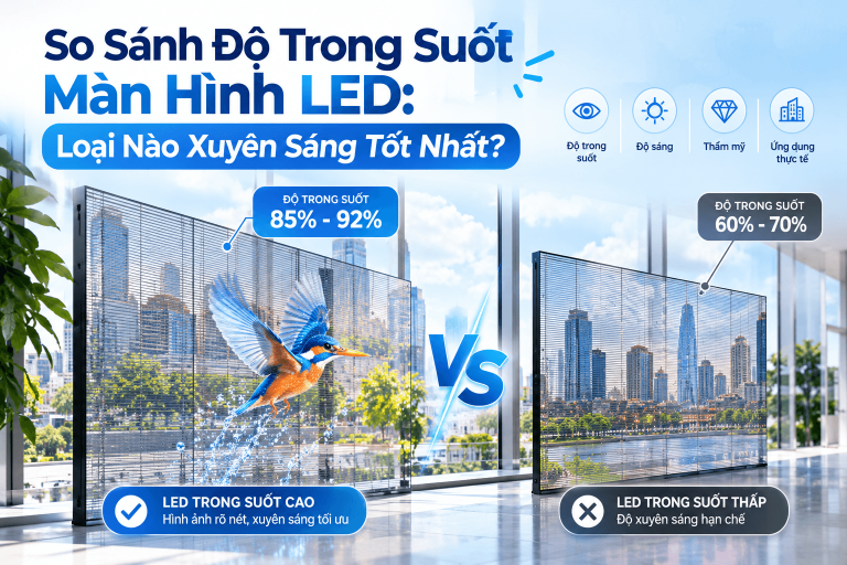 So Sánh Độ Trong Suốt Màn Hình LED: Loại Nào Xuyên Sáng Tốt Nhất?